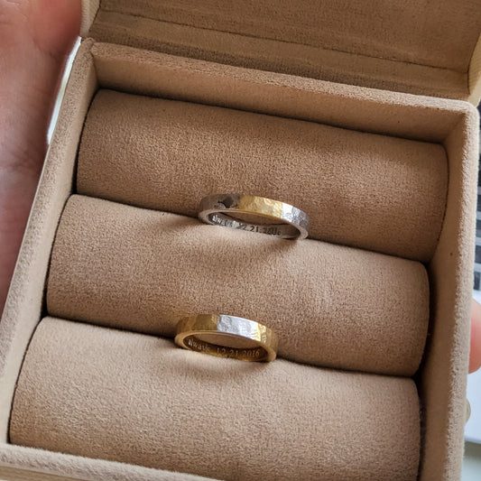 Customizable All Metal Wedding Band with Contrast Panel
