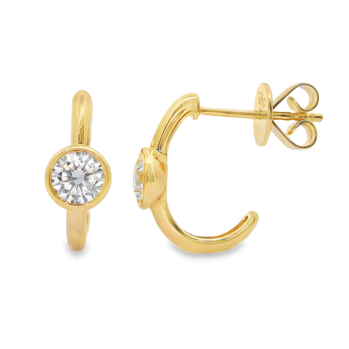 PRE-ORDER 0.50 TCW Cool Girl Round Lab Diamond Half Hoop Stud Earrings in 14K Gold