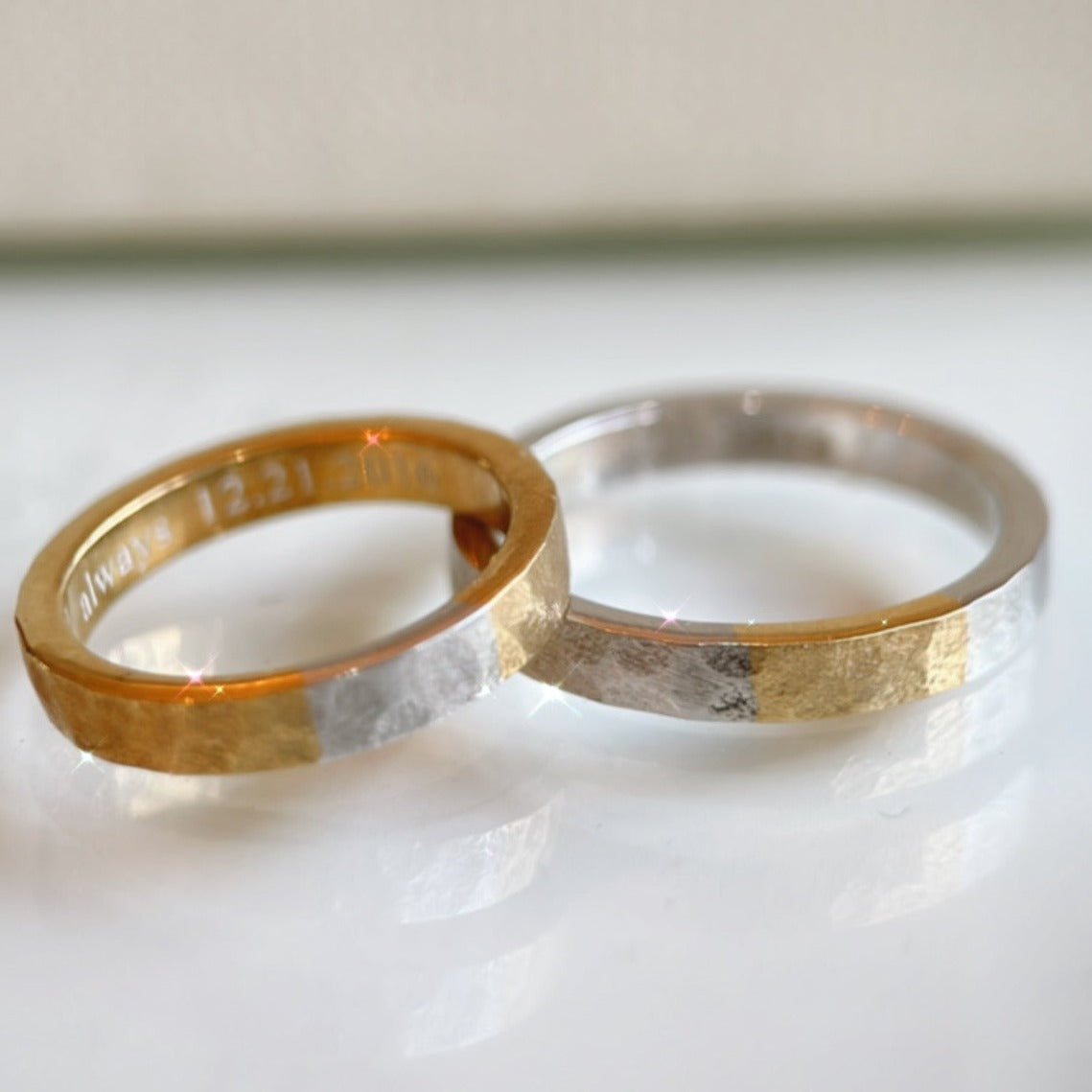 Customizable All Metal Wedding Band with Contrast Panel