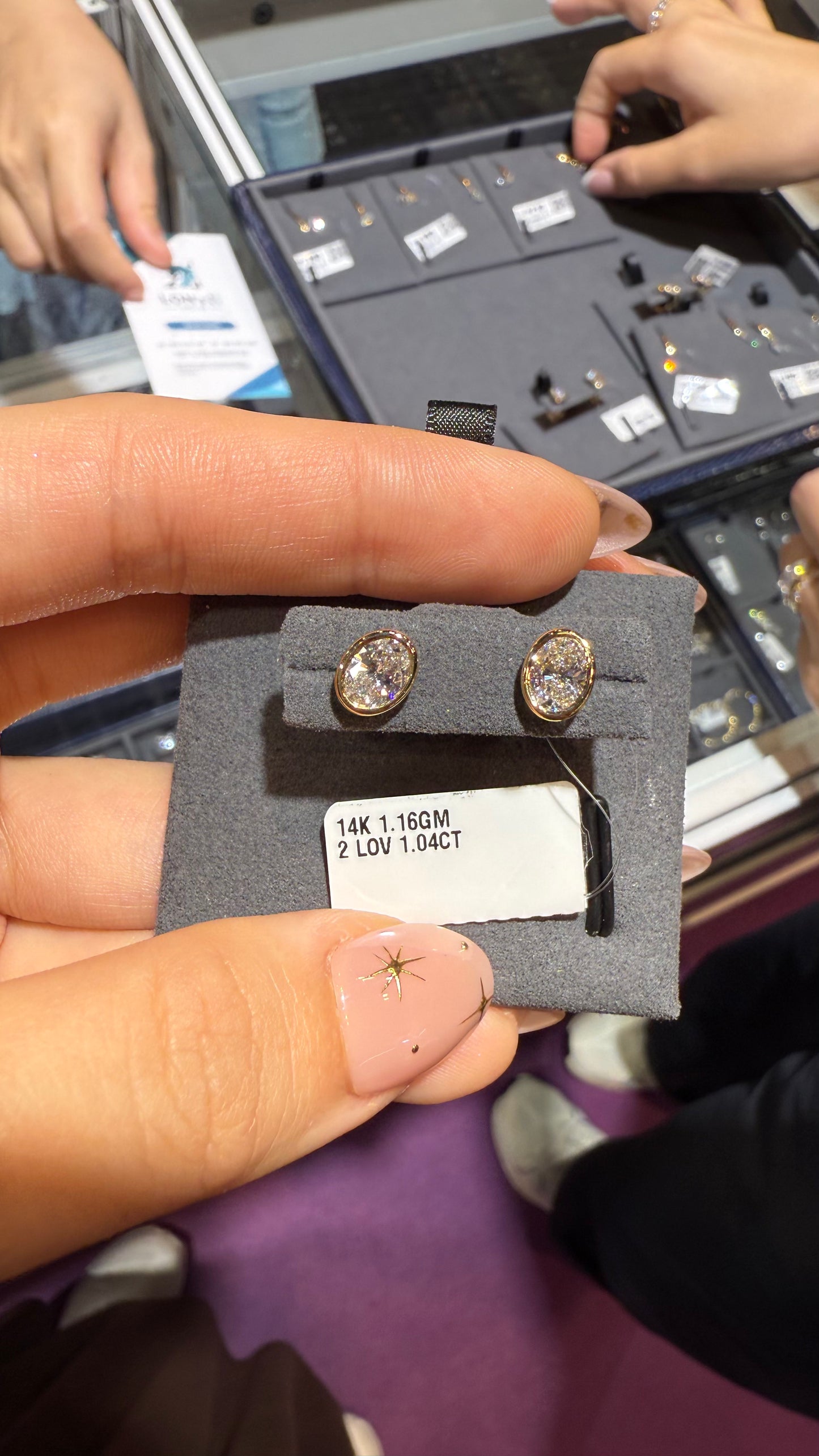 PRE-ORDER 1.04 TCW Oval Bezel Lab Diamond Stud Earrings in 14K Gold