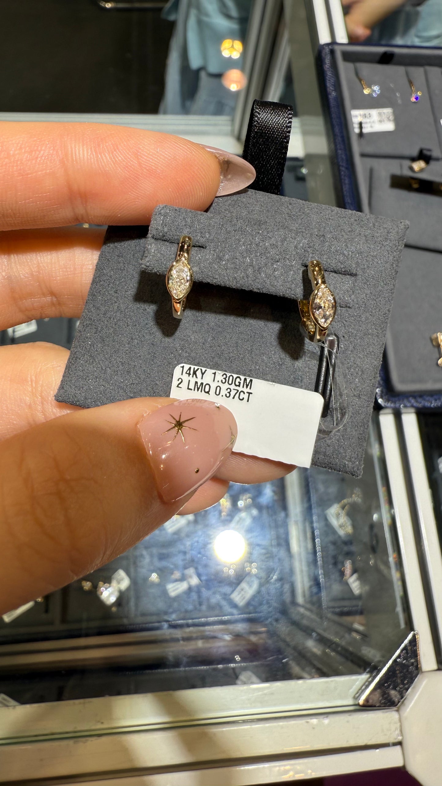 PRE-ORDER 0.37 TCW Cool Girl Marquise Lab Diamond Hoop Stud Earrings in 14K Gold (Copy)