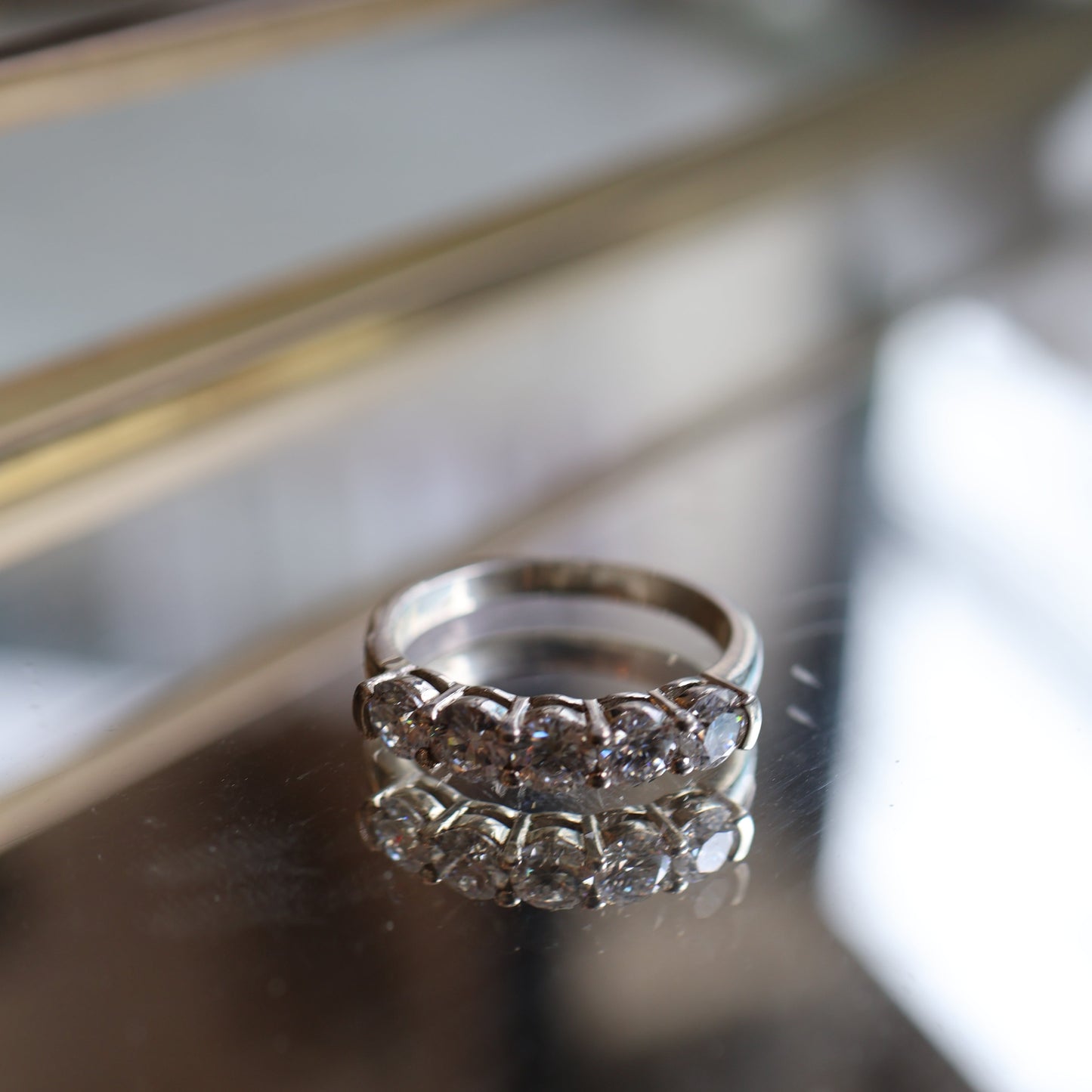 SAMPLE SALE: Moissanite Half Eternity Ring in Silver SZ 6
