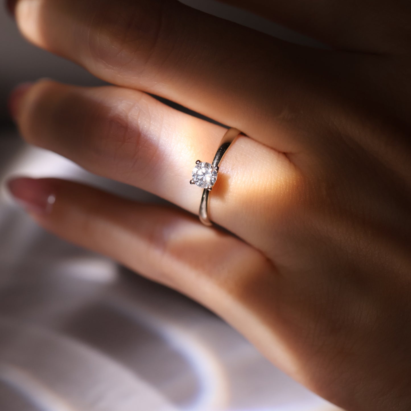 SAMPLE SALE: 0.30 CT Solitaire Lab Diamond in 14K White Gold Ring SZ 6.5