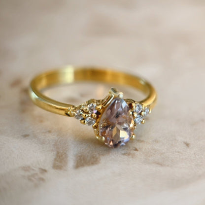 ONHAND: Prong set Pear cut Ametrine and Moissanites in 14k Yellow Gold
