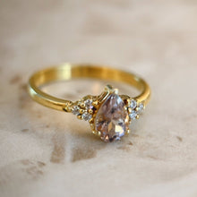 Load image into Gallery viewer, ONHAND: Prong set Pear cut Ametrine and Moissanites in 14k Yellow Gold

