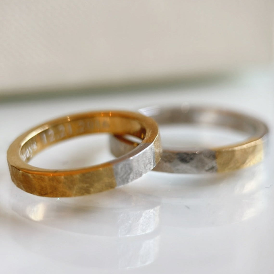 Customizable All Metal Wedding Band with Contrast Panel