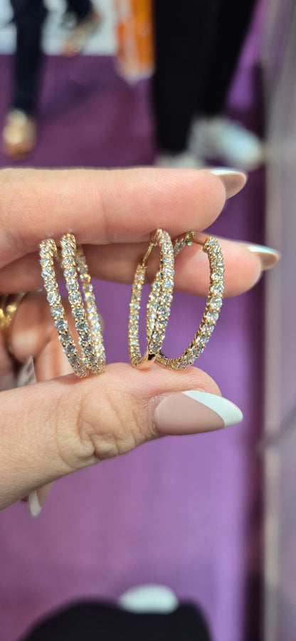 PRE-ORDER Lab Diamond Large Hoop Earrings in 14K Gold