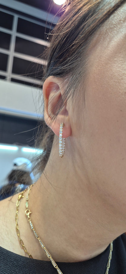 PRE-ORDER Lab Diamond Large Hoop Earrings in 14K Gold