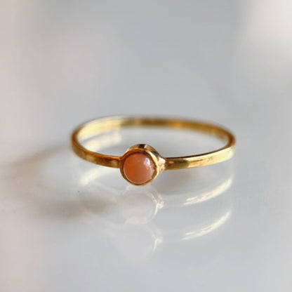 ONHAND: Bezel set Peach Moonstone in 14k Gold