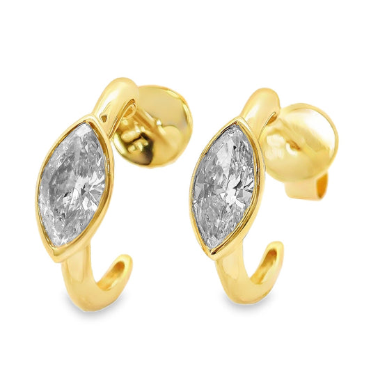 PRE-ORDER 0.50 TCW Cool Girl Marquise Lab Diamond Half Hoop Stud Earrings in 14K Gold