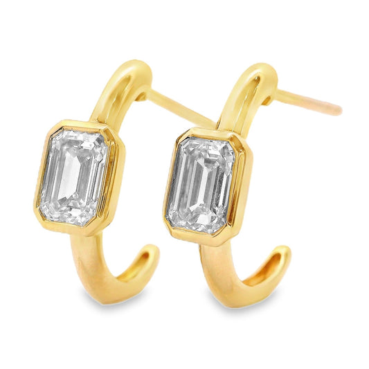 PRE-ORDER 0.92 TCW Cool Girl Emerald Lab Diamond Half Hoop Stud Earrings in 14K Gold