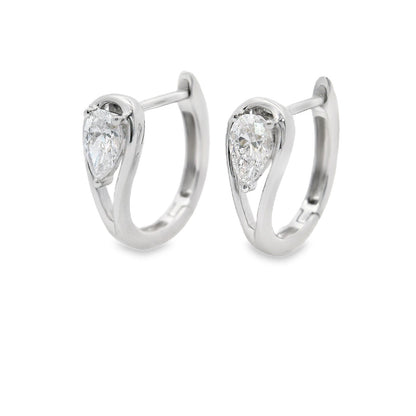 PRE-ORDER 0.31 TCW Cool Girl Pear Lab Diamond Split Shank Hoop Earrings in 14K Gold