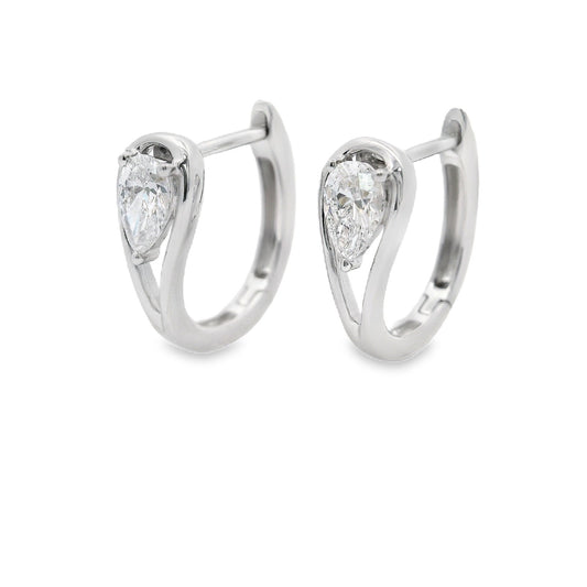 PRE-ORDER 0.31 TCW Cool Girl Pear Lab Diamond Split Shank Hoop Earrings in 14K Gold