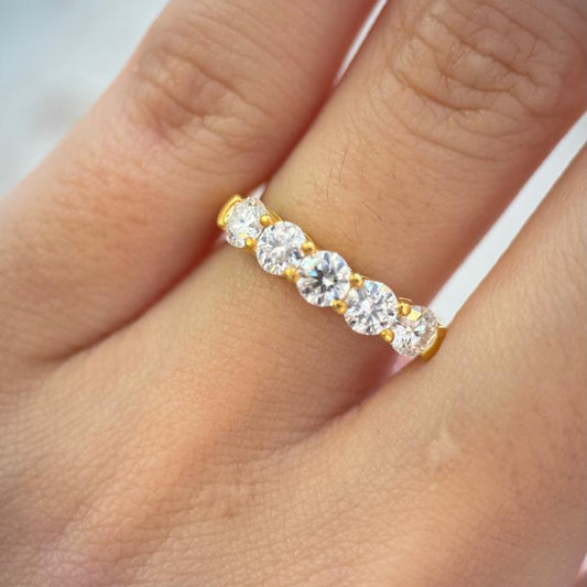 Chunky Moissanite Half Eternity Ring in Silver or Gold Vermeil