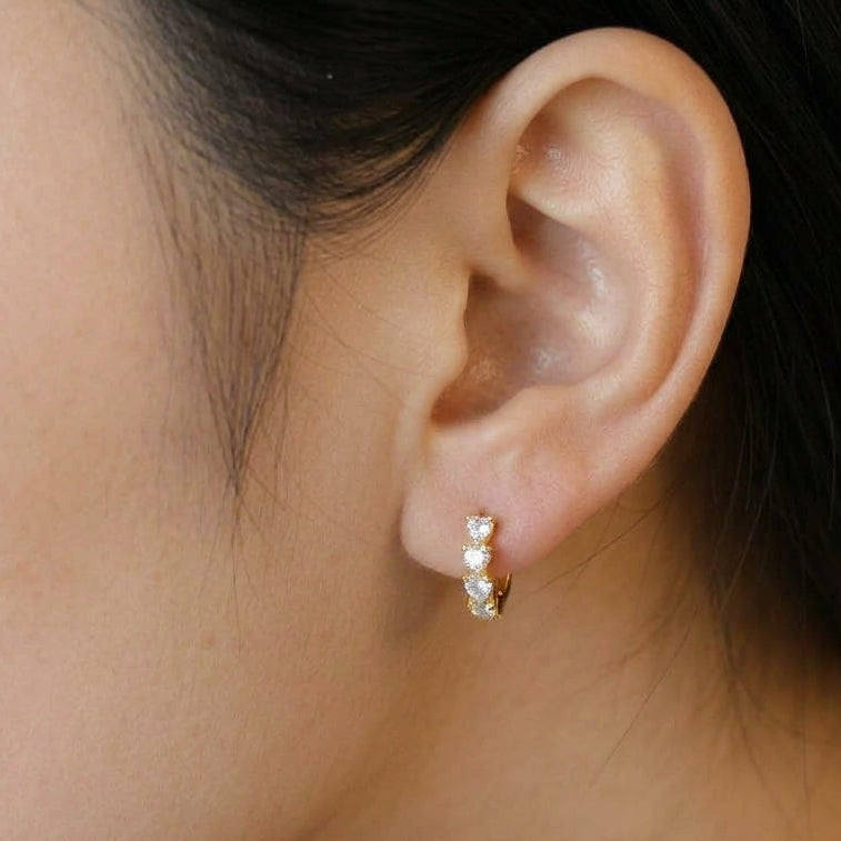 PRE-ORDER 0.46 TCW Half Eternity Heart Lab Diamond Hoop Earrings in 14K Gold