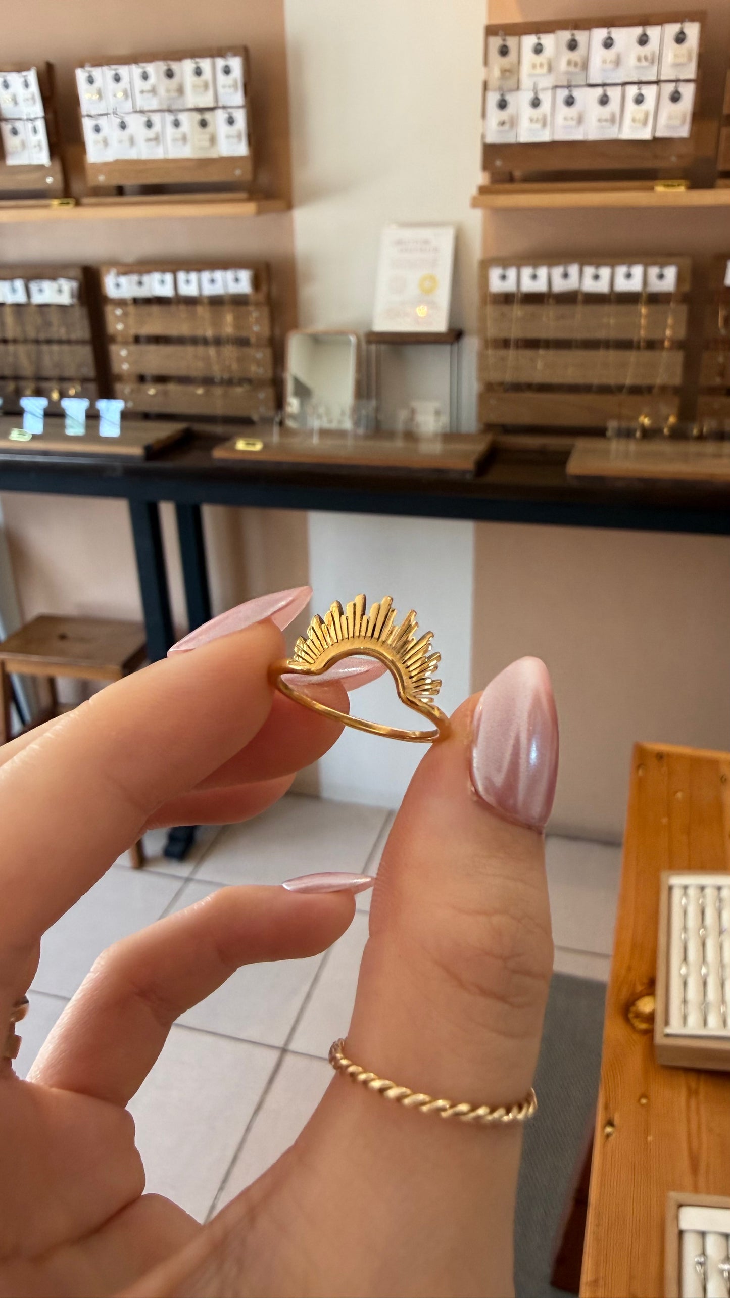 SAMPLE SALE: Sunburst Stacking Ring in Gold Vermeil SZ 7