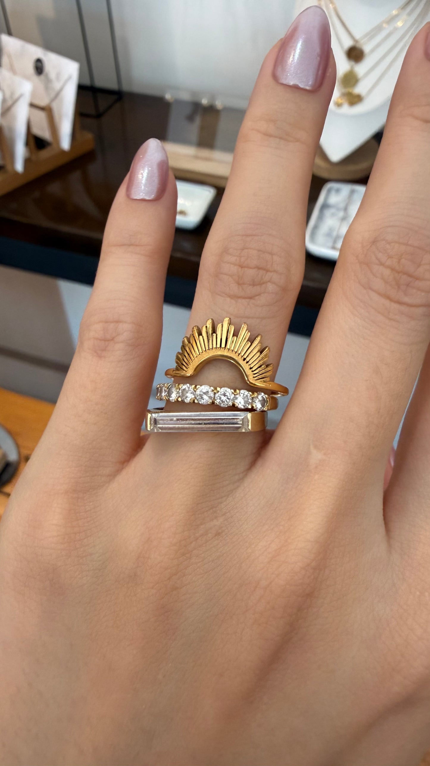 SAMPLE SALE: Sunburst Stacking Ring in Gold Vermeil SZ 7