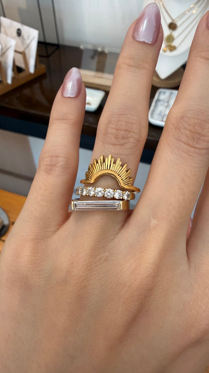 SAMPLE SALE: Sunburst Stacking Ring in Gold Vermeil SZ 7