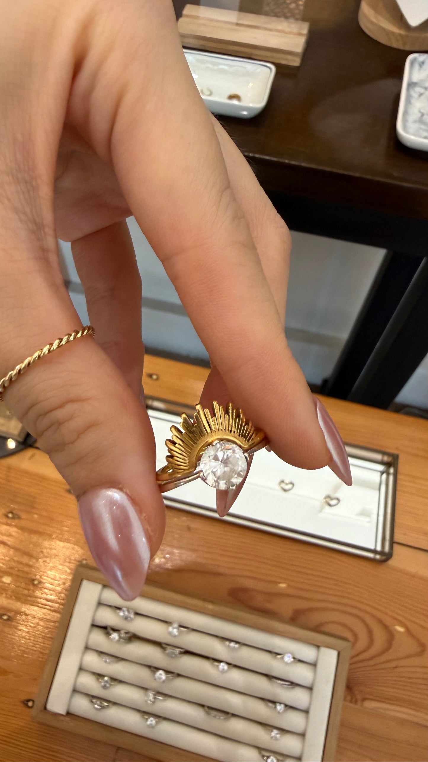 SAMPLE SALE: Sunburst Stacking Ring in Gold Vermeil SZ 7
