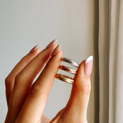 ON HAND 18K Yellow, Rose & White Gold Stretchy Ring