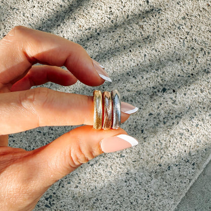 ON HAND 18K Yellow, Rose & White Gold Stretchy Ring