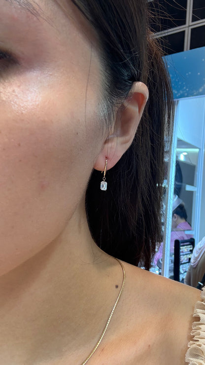 PRE-ORDER 1.17 TCW Emerald Drilled Lab Diamond Dangler Earrings in 14K Gold