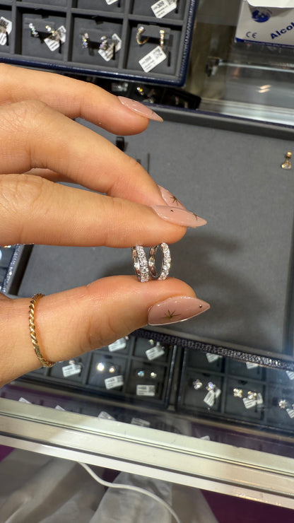 PRE-ORDER 0.36 TCW Half Eternity Lab Diamond Hoop Earrings in 14K White Gold