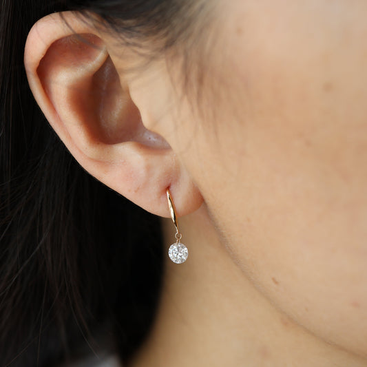 PRE-ORDER 1.19 TCW Round Drilled Lab Diamond Dangler Earrings in 14K Gold