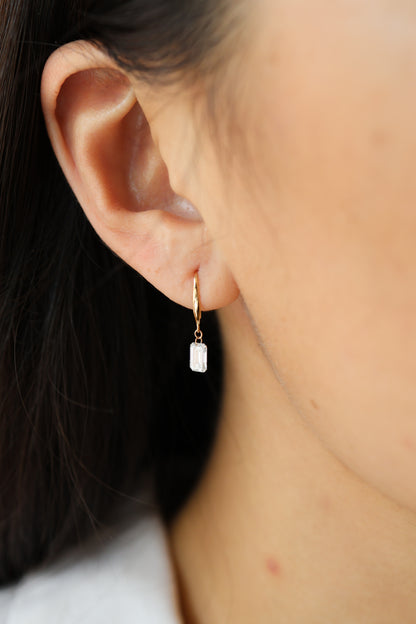 PRE-ORDER 1.17 TCW Emerald Drilled Lab Diamond Dangler Earrings in 14K Gold