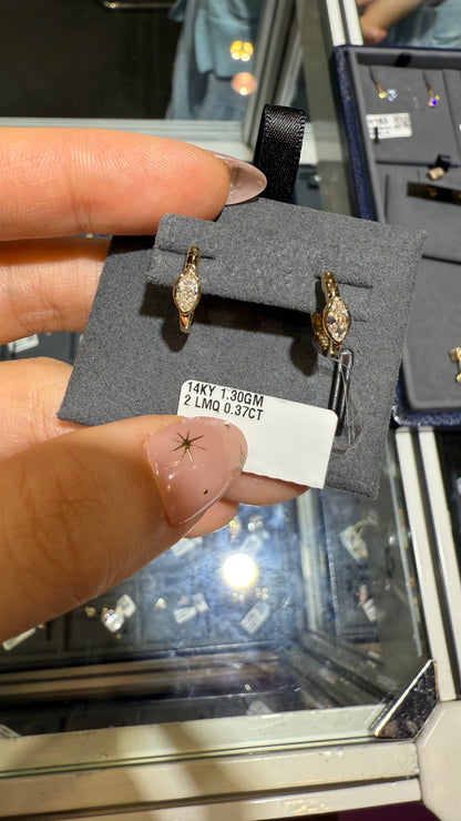 PRE-ORDER 0.37 TCW Cool Girl Marquise Lab Diamond Hoop Stud Earrings in 14K Gold (Copy)
