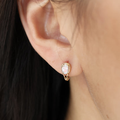 PRE-ORDER 0.64 TCW Cool Girl Oval Lab Diamond Split Shank Hoop Earrings in 14K Gold
