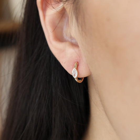 PRE-ORDER 0.37 TCW Cool Girl Marquise Lab Diamond Hoop Stud Earrings in 14K Gold (Copy)
