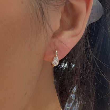 PRE-ORDER 0.77 TCW Cool Girl Pear Lab Diamond Half Hoop Stud Earrings in 14K Gold