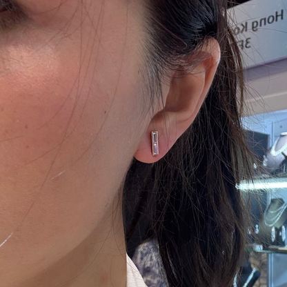 PRE-ORDER 0.70 TCW Bezel Emerald cut Lab Diamond Stud Earrings in 14K Gold