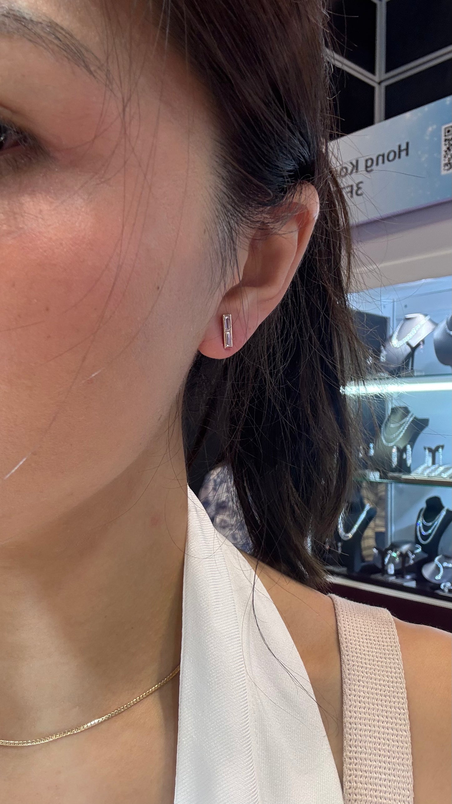 PRE-ORDER 0.70 TCW Bezel Emerald cut Lab Diamond Stud Earrings in 14K Gold