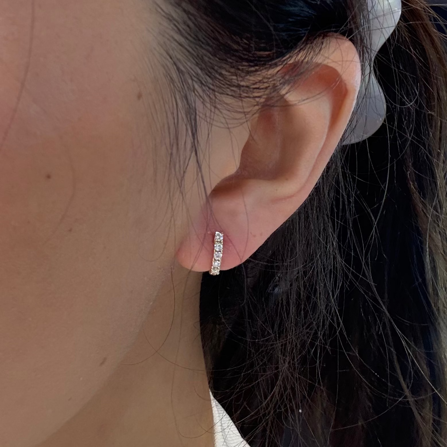 PRE-ORDER 0.25 TCW Half Eternity Lab Diamond Hoop Earrings in 14K Gold
