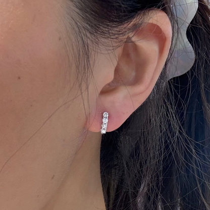 PRE-ORDER 0.36 TCW Half Eternity Lab Diamond Hoop Earrings in 14K White Gold
