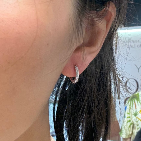 PRE-ORDER 0.63 TCW Mixed Cut Lab Diamond Hoop Earrings in 14K Gold