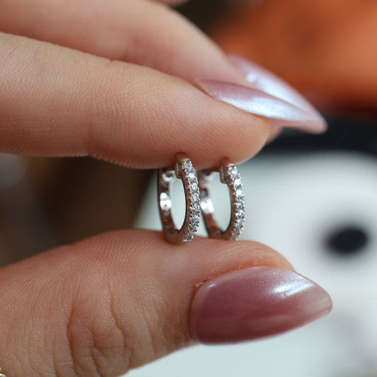 SAMPLE SALE: Moissanite Hugger Earrings in Silver