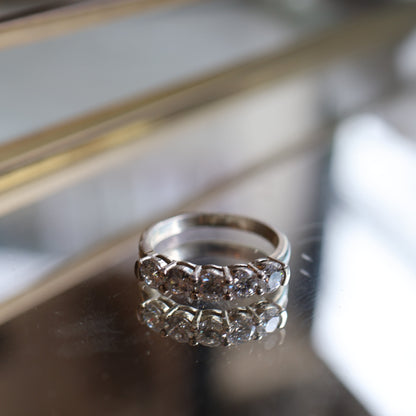 SAMPLE SALE: Moissanite Half Eternity Ring in Silver SZ 6