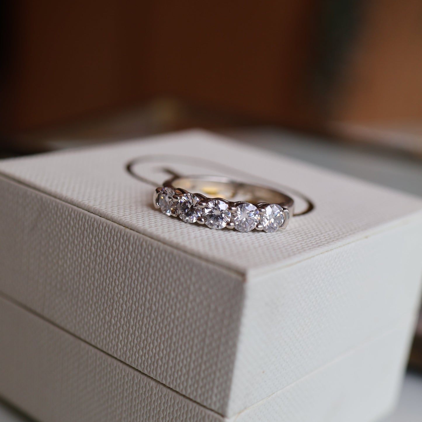 SAMPLE SALE: Moissanite Half Eternity Ring in Silver SZ 6