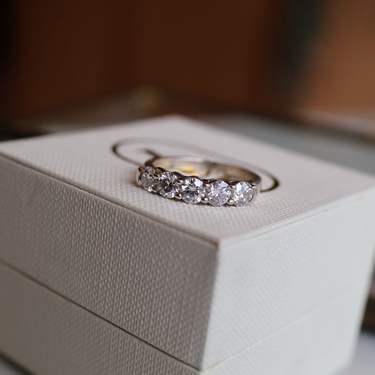 SAMPLE SALE: Moissanite Half Eternity Ring in Silver SZ 6