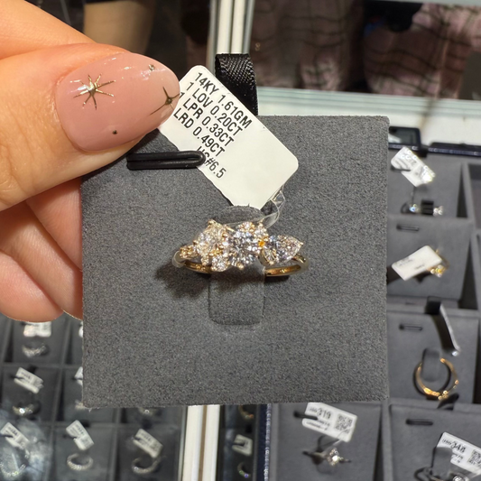 PRE-ORDER 1.02 TCW Cluster Lab Diamond Ring in 14K (SZ 6.5)