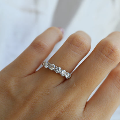 SAMPLE SALE: Moissanite Half Eternity Ring in Silver SZ 6