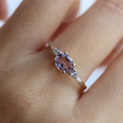 SAMPLE SALE: 0.65 CT Amethyst in 18K WHITE Gold Ring SZ 9.5