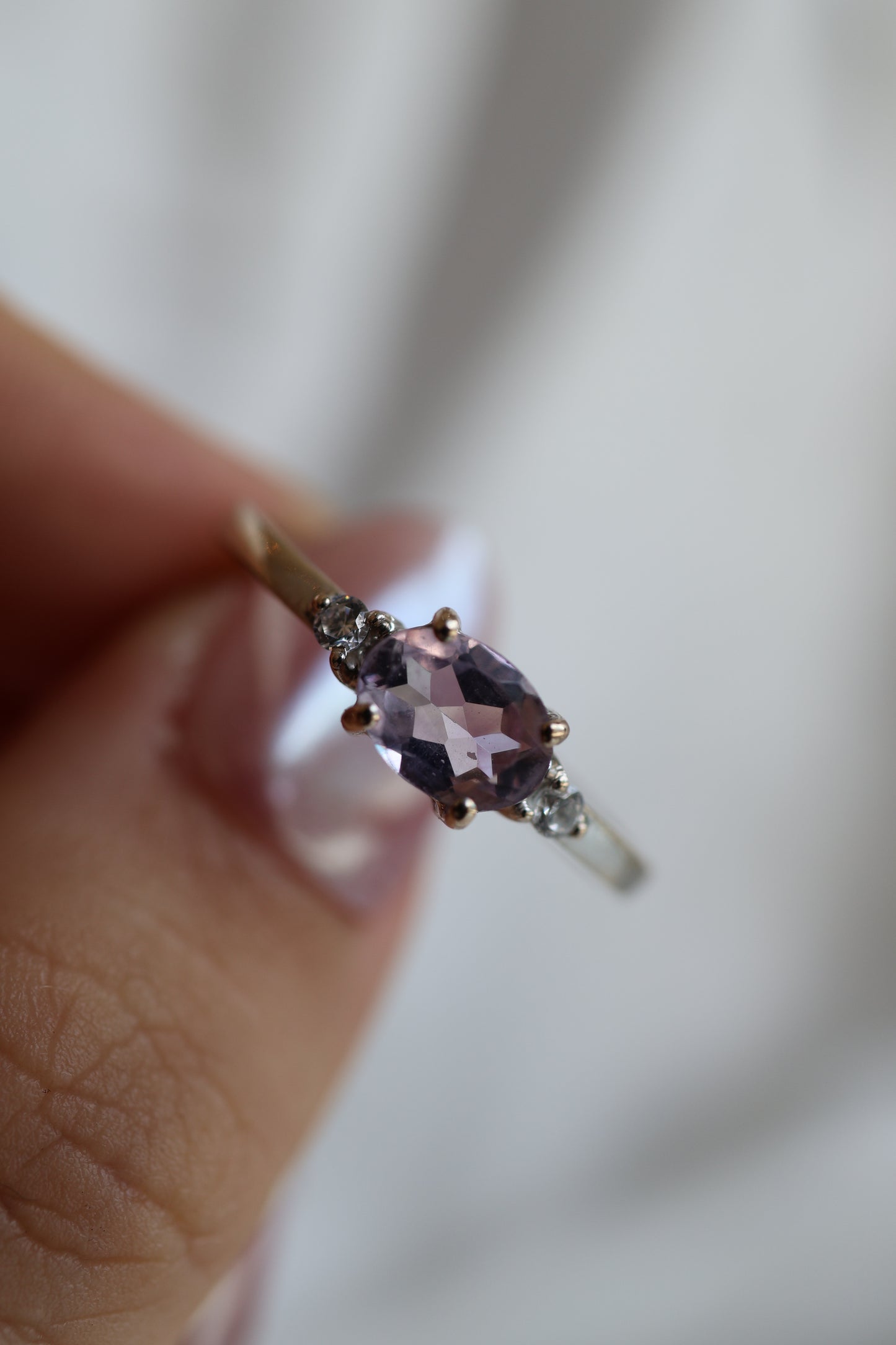 SAMPLE SALE: 0.65 CT Amethyst in 18K WHITE Gold Ring SZ 9.5