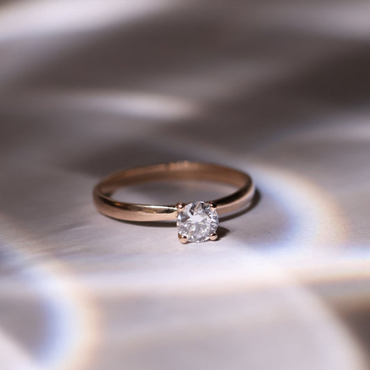 SAMPLE SALE: 0.30 CT Solitaire Lab Diamond in 14K ROSE Gold Ring SZ 6 1