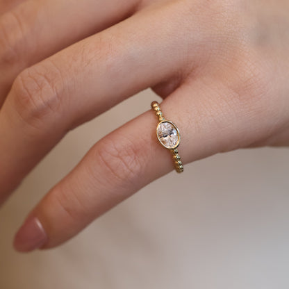 PRE-ORDER 0.4 CT Oval Beaded Lab Diamond Pinky Ring 14K Gold (SZ 4)