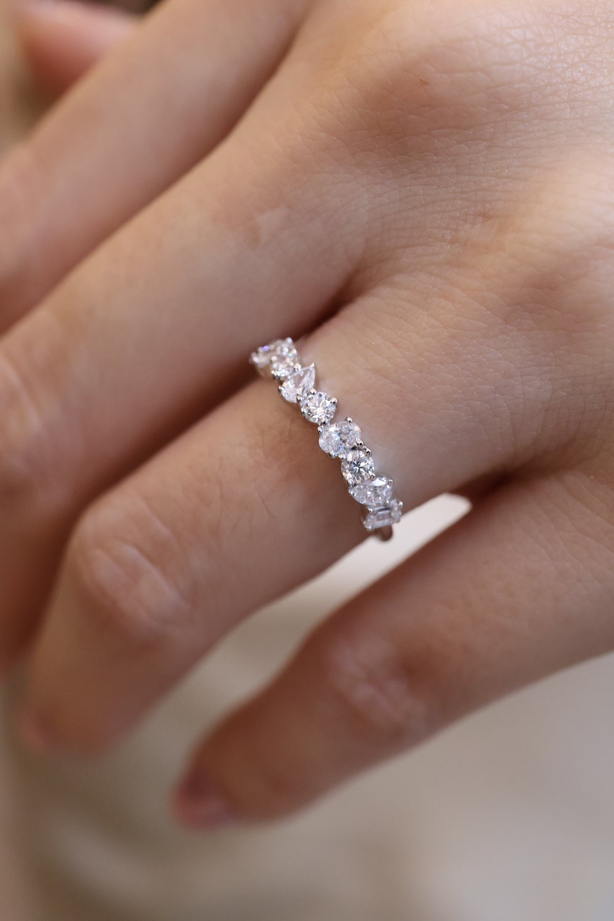 PRE-ORDER 0.66 TCW Confetti Lab Diamond Half Eternity Ring 14K Gold (SZ 6.5)