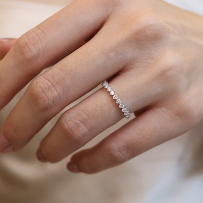 PRE-ORDER 0.31 TCW Round Compass Set Lab Diamond Half Eternity Ring 14K Gold (SZ 6.5)